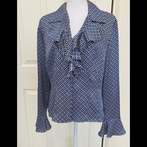 Anne Klein 100% silk long sleeve blouse 14
